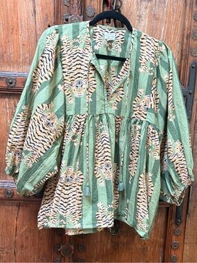 House of Sundar Meera Blouse Tigress
Vine Green Cotton Sz S